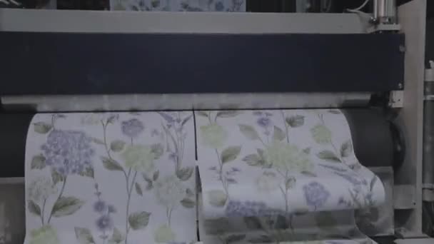 The production process of floral wallpaper, modern wallpaper production — Stock Video