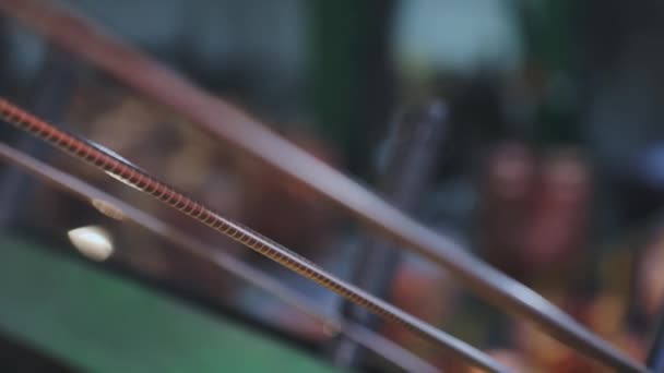 Cabo de cobre macro, produção de armação macro fio de cobre — Vídeo de Stock