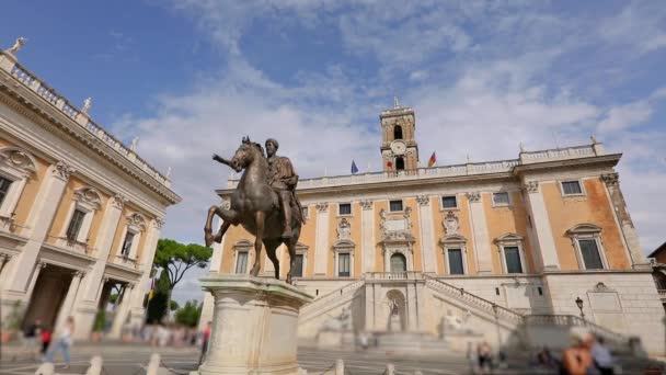 Παλάτι των Γερουσιαστών, Bell Tower of the Senators Palace Ρώμη, Ιταλία — Αρχείο Βίντεο