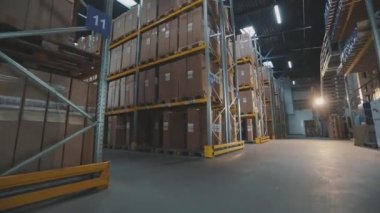 Depo işçisi kutuları taşıyor. Depo işçisi kargo taşıyor..