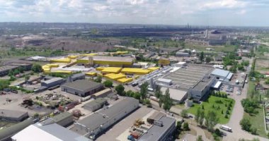 Modern fabrika hava manzarası, modern bir fabrikanın üzerinde. Modern bir fabrikanın dışı.