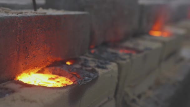 Red hot metal, Smelting of metal at the factory. Hot red-hot metal — Stock Video