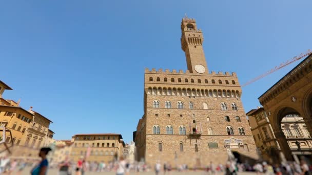 Signoria Square, Palazzo Vecchio Florens, Italien. rådhuset i Florens — Stockvideo