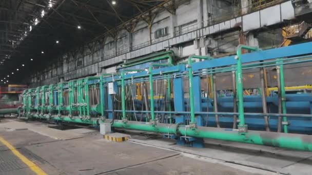 Factory equipment. Modern equipment at the factory. Water treatment workshop. Inside the water treatment plant. Modern factory. Factory pipeline — Stock Video
