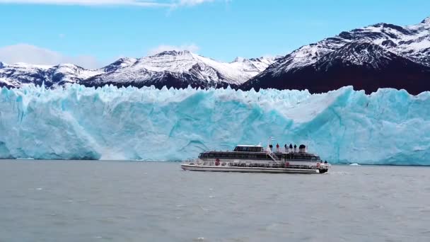 Gray Lake Sunset, Blue Glacier Gray slow motion, Patagonië. — Stockvideo