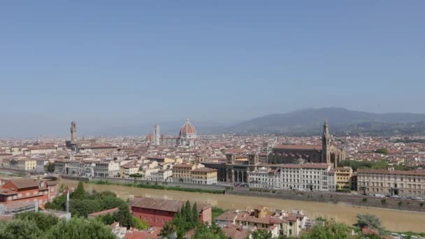 Den allmänna planen för Florens. Katedralen Santa Maria Del Fiore och Palazzo Vecchio om den allmänna planen för staden Florens — Stockvideo