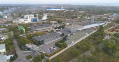 Modern tasarım üst görüşlü bir fabrika. Modern fabrika hava manzarası. Modern Fabrika üzerinde uçuş