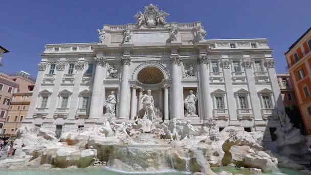 Fontana di Trevi al rallentatore, Fontana di Trevi Italia, Roma — Video Stock