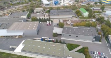 Modern tasarım üst görüşlü bir fabrika. Modern fabrika hava manzarası. Modern Fabrika üzerinde uçuş