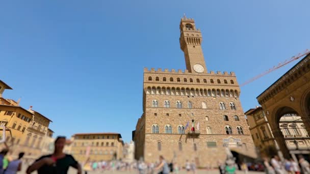 Signoria Meydanı, The Palazzo Vecchio Florence, İtalya. Floransa Belediye Binası — Stok video