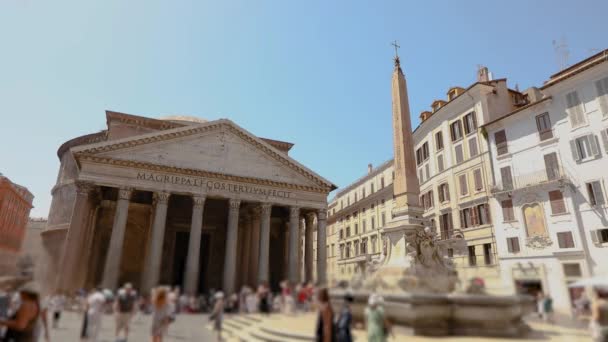 Pantheon Rome, the temple of all gods. Exterior of the Pantheon Rome, Italy — Stock Video