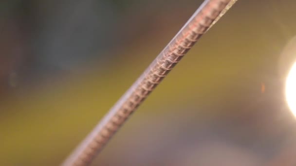 Produção de armação macro fio de cobre. Cabo de cobre macro, — Vídeo de Stock