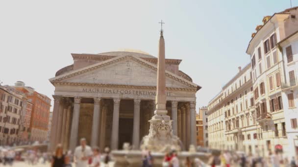 Panteón Roma, el templo de todos los dioses. Exterior del Panteón Roma, Italia — Vídeos de Stock