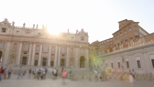 Praça São Pedro e basílica catedral no centro da cidade do Vaticano de Roma Itália. Panorama quadrado de São Pedro — Vídeo de Stock