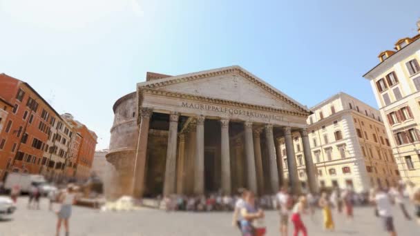 Panteão Roma, o templo de todos os deuses. Exterior do Panteão Roma, Itália — Vídeo de Stock