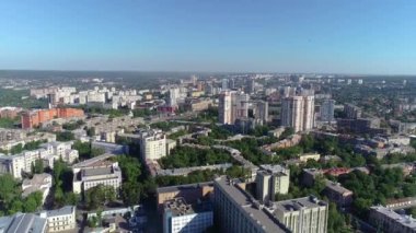 Havadan Harkov 'un görüntüsü. Harkov, Ukrayna. Gökyüzünden büyük bir şehir