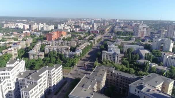 La piazza principale di Kharkov dall'aria. Centro di Kharkiv con un drone — Video Stock