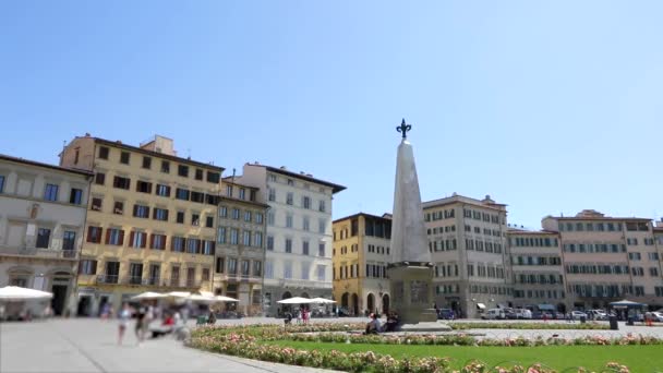 Obelisco em Florença, Itália, Piazza di Santa Maria Novella — Vídeo de Stock