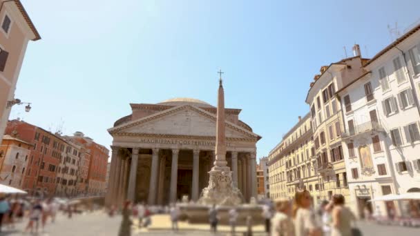 Roma, İtalya 'daki Pantheon anıtı, klasik mimari.. — Stok video