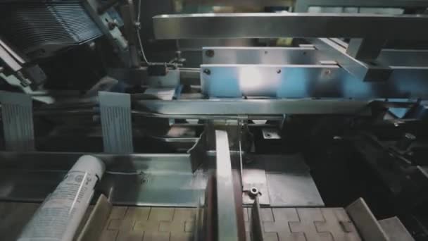 Производство кремов, современный автоматизированный конвейер. Производство косметической продукции — стоковое видео