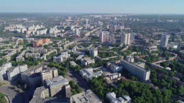 Havadan Harkov 'un görüntüsü. Harkov, Ukrayna. Gökyüzünden büyük bir şehir