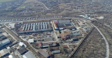 Büyük fabrika hava manzarası, büyük bir fabrikanın dışı. Üst görünümü yerleştir