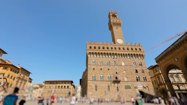 Signoria Square, Palazzo Vecchio Florens, Italien. rådhuset i Florens — Stockvideo