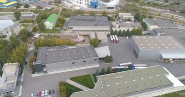 Modern tasarım üst görüşlü bir fabrika. Modern fabrika hava manzarası. Modern Fabrika üzerinde uçuş