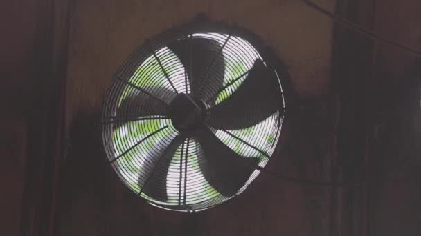 Close-up de fãs em uma fábrica. Ventilação da oficina com ventiladores industriais close-up — Vídeo de Stock