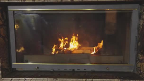 Brennholz brennt im Kamin. Feuer im Kamin. Schöner Kamin mit Holz — Stockvideo