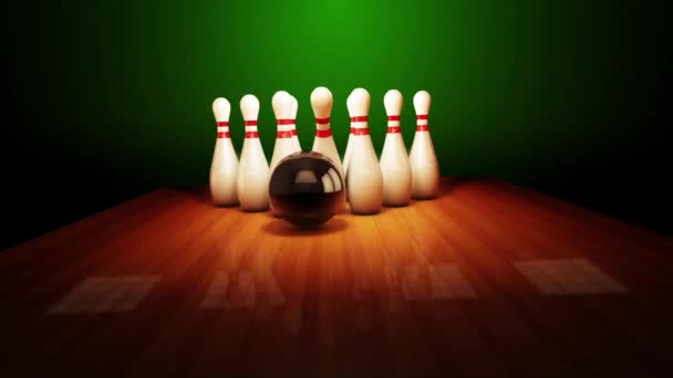 Bowling strike realistic timewarp 3d animation — Stock Video