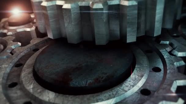 Rotating Grunge Metal Gears — Stock Video