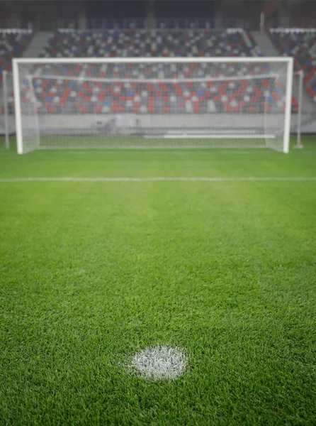 Shallow Depth Field Selective Focus Image Penalty Kick Point Empty — Stock Photo, Image