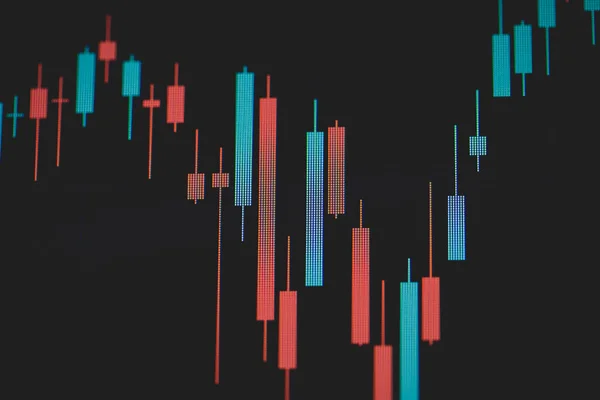 Sekély Mélysége Mező Szelektív Fókusz Részletekkel Gyertyatartó Chart Számítógép Képernyőjén — Stock Fotó