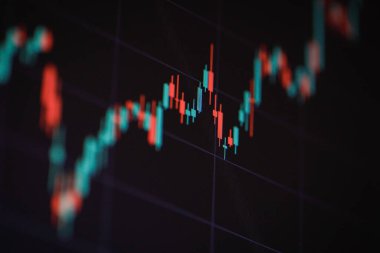 Bilgisayar ekranında bir şamdan çizelgesinin ayrıntılarıyla sığ alan derinliği (seçici odak).