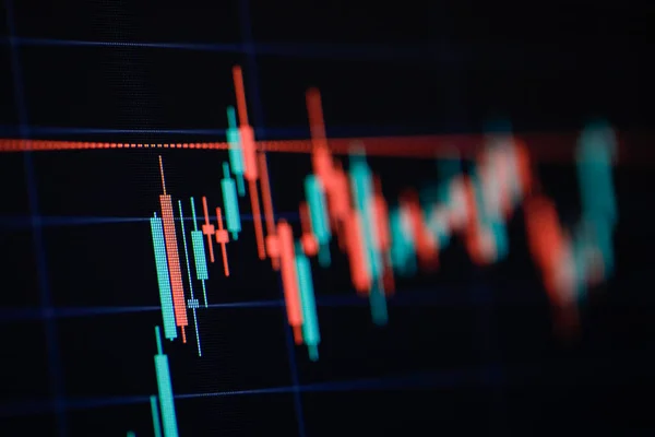 Sekély Mélysége Mező Szelektív Fókusz Részletekkel Gyertyatartó Chart Számítógép Képernyőjén — Stock Fotó