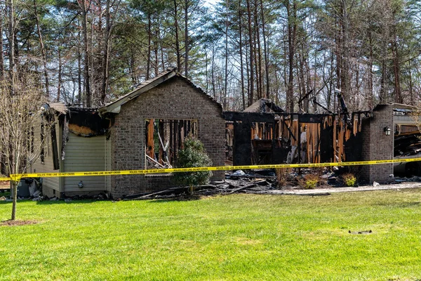 Remains Of A Fire Damaged Single Family Home