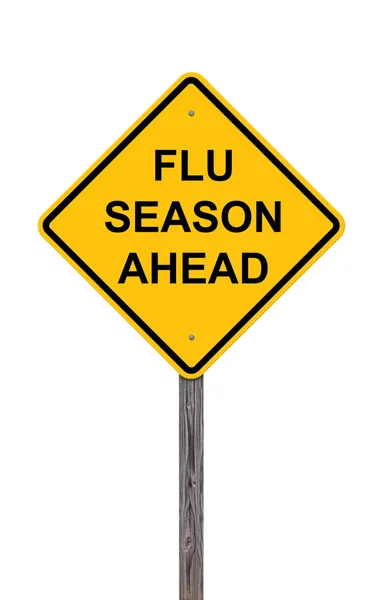 Знак осторожности - Сезон гриппа впереди — стоковое фото