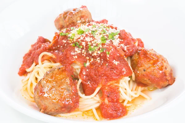 Nöt- och lammkött köttbulle pasta — Stockfoto