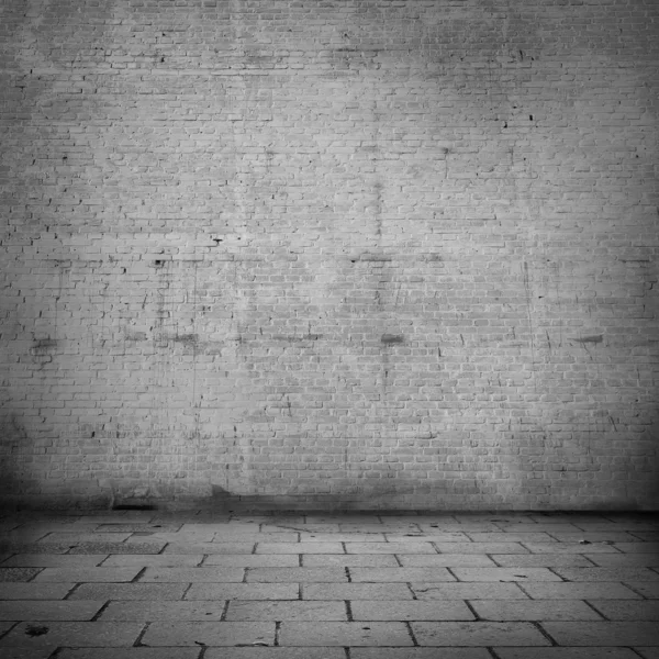 Parede de tijolo textura fundo preto e branco fundo com vinheta — Fotografia de Stock