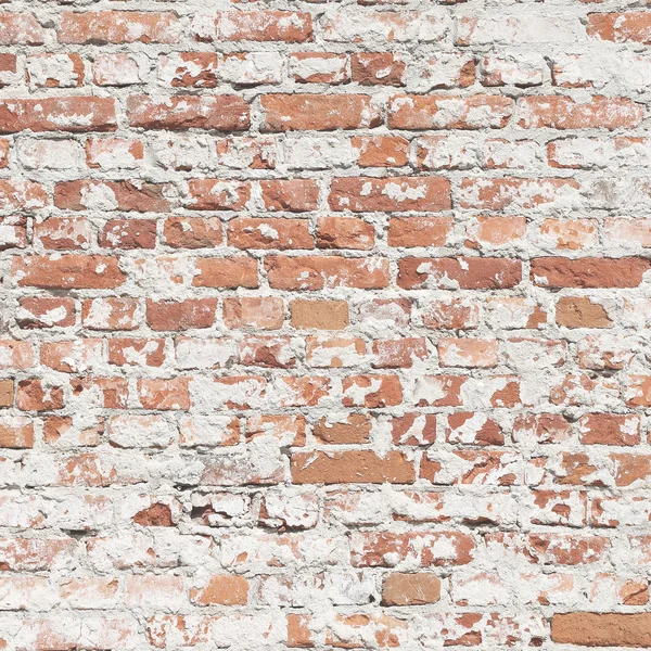 Grunge background, red brick wall texture and white cement, construction in the rough — Zdjęcie stockowe