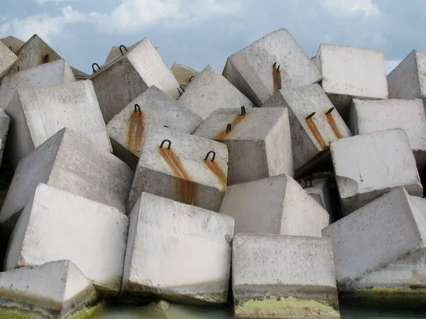 Wave Breaker Made Concrete Cubes Punta Cancun Cancun State Quintana — Stock Photo, Image