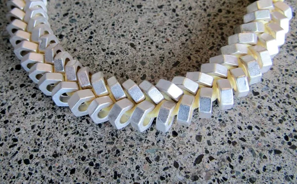 Détail Bracelet Écrou Hexagonal Tressé Gros Plan — Photo