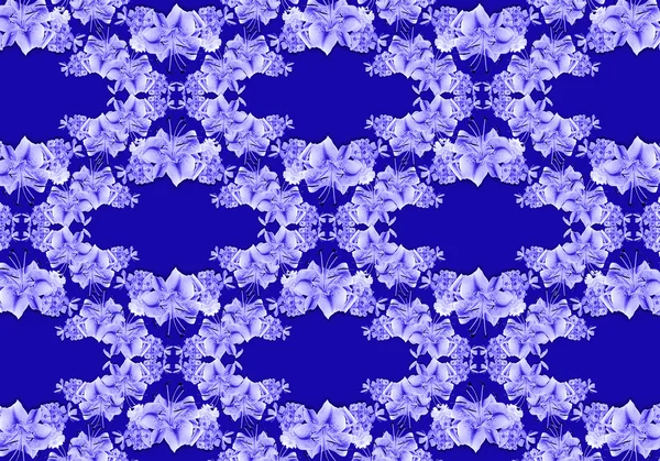 Om en om arceren minder blauwe achtergrond bedekt slingers van bloem van lelie — Stockfoto