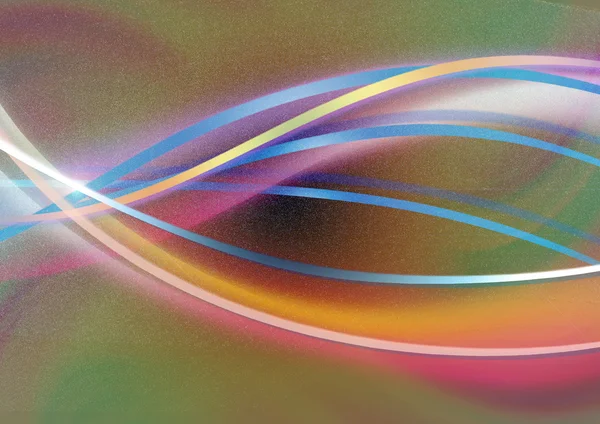 Strisce curve colorate e onde luminose su sfondo arcobaleno smerigliato — Foto Stock