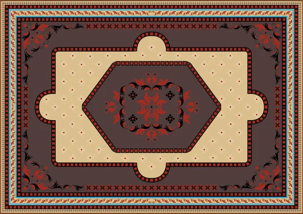 Tapis Luxe Avec Ornement Oriental Ethnique Dans Nuance Brune Rouge — Image vectorielle