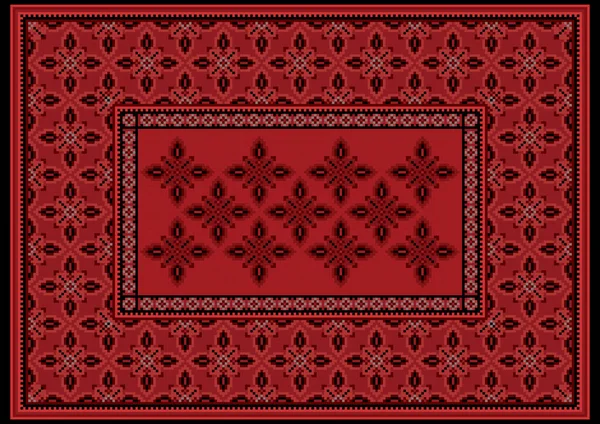 赤とブルゴーニュの日陰で民族東洋の装飾が施された豪華なカーペット — ストックベクタ