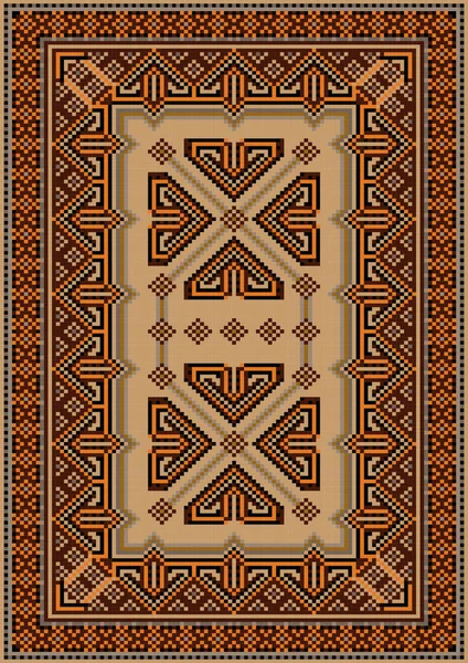 Alfombra Oriental Vintage Con Patrón Color Burdeos Oscuro Con Naranja — Vector de stock