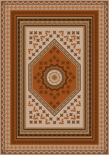 Luxury Ethnic Carpet Oriental Ornament Brown Orange Shade — Stock Vector