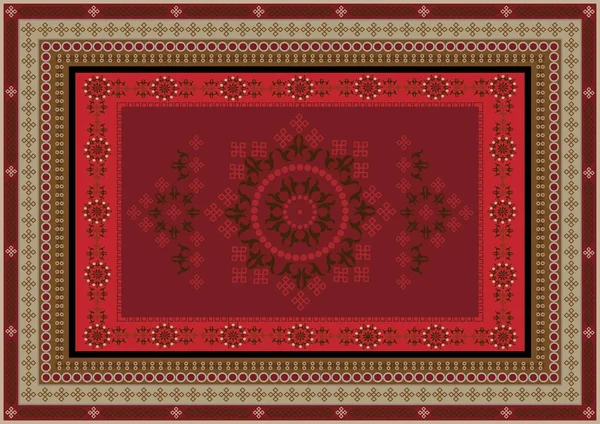 Tapis Ethnique Luxe Vif Avec Ornement Oriental Dans Une Teinte — Image vectorielle